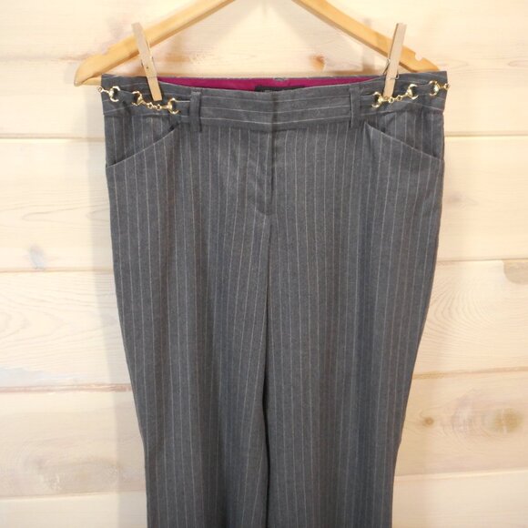 Express Design Studio Womens size 6 Editor Gray Wool Blend Dress Pants Pinstripe - Picture 2 of 12